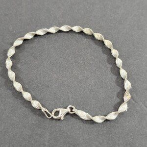 Vintage Spiral Herringbone Chain Bracelet 925 Sterling Silver Tarnish Dainty 90s